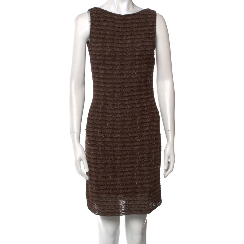 Carmen Marc Valvo - Sequin Boat Neck Sheath Dress - Sml